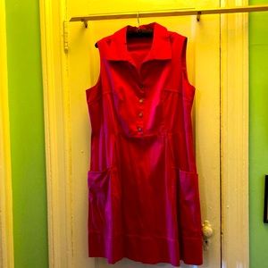 XL Hot Pink Calvin Klein Sleeveless shirtdress with full skirt.